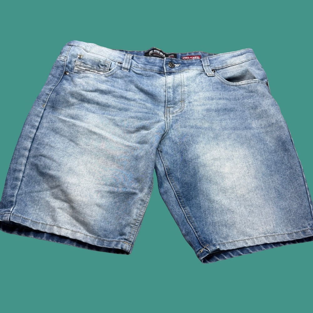 Ecko Unltd Denim Shorts Size 38 Relaxed Baggy Y2K Hip Hop Jorts Light Wash